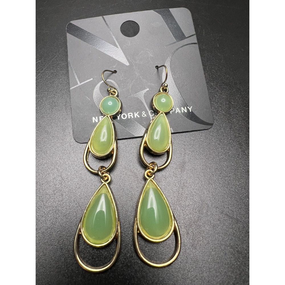 New York & Company Jade Drop Earrings
